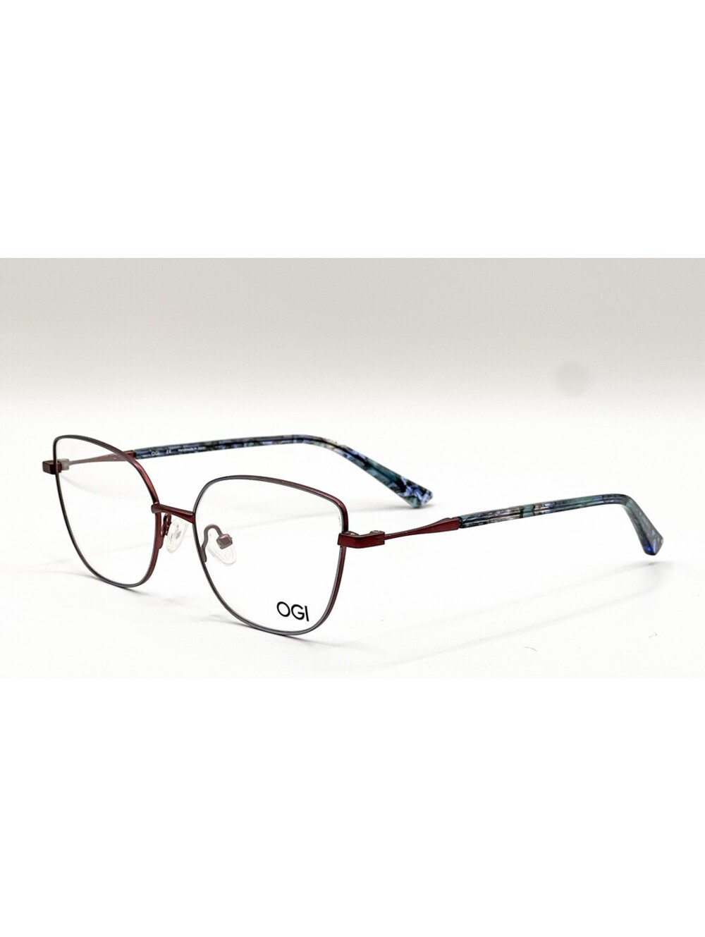 Ogi 4330 107 Brown Gunmetal Blue Teal Cat Eye Eyeglass Frames 52-17-140